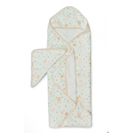 rabbit meadow Bamboo cotton towel and glove set - Loulou Lollipop