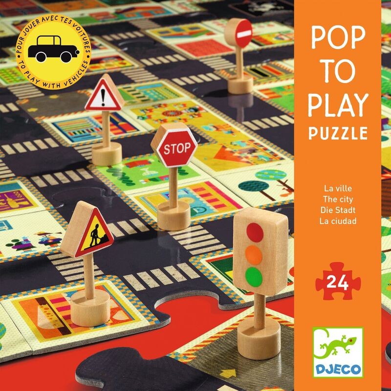DJECO - Puzzle Pop to play - Roads - Little Zebra