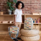 Insulated linen and cotton lunch box Vintage trucks - SoYoung